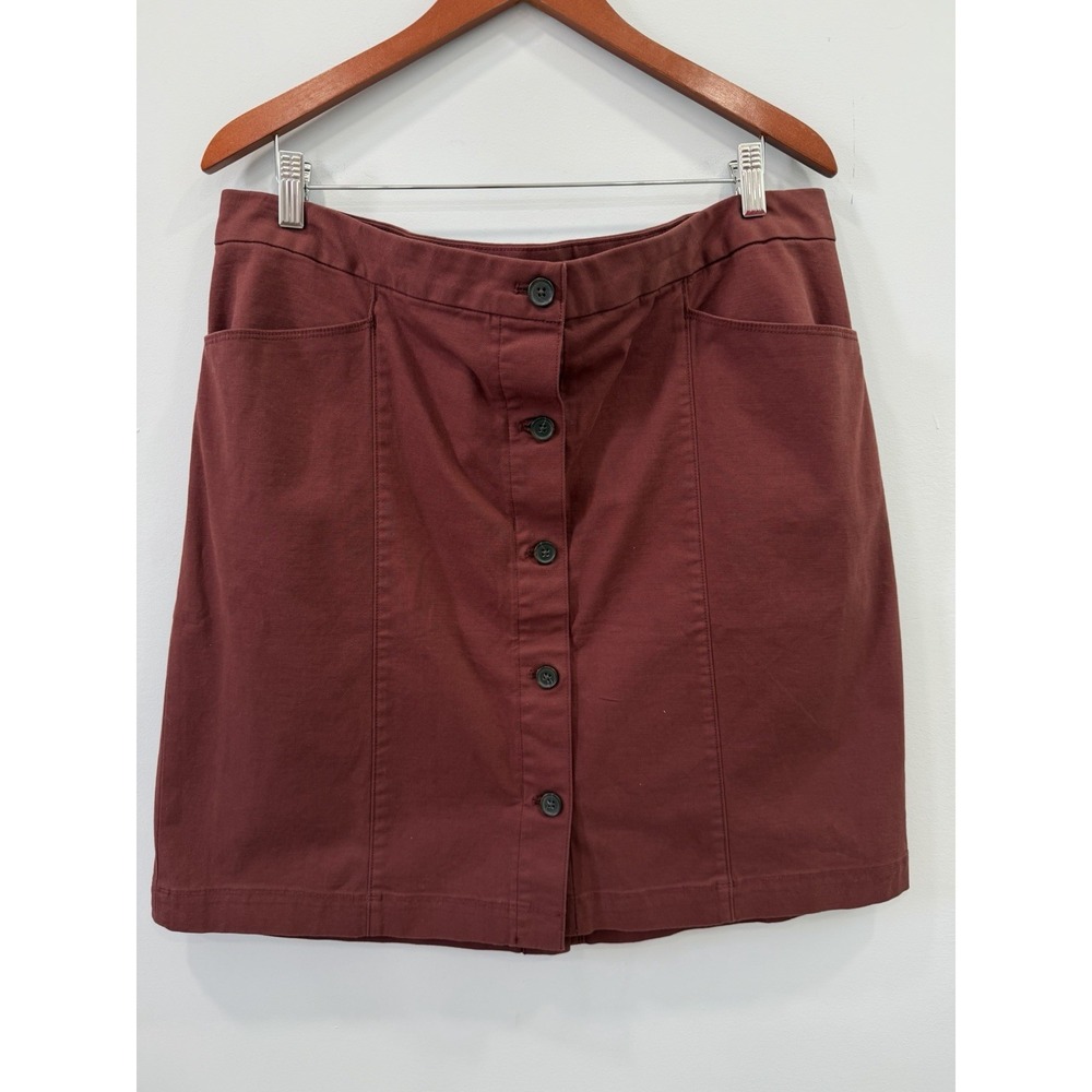 Duluth Trading Co Women's Skirt Size 16 Burgundy Button Front Cotton Blend